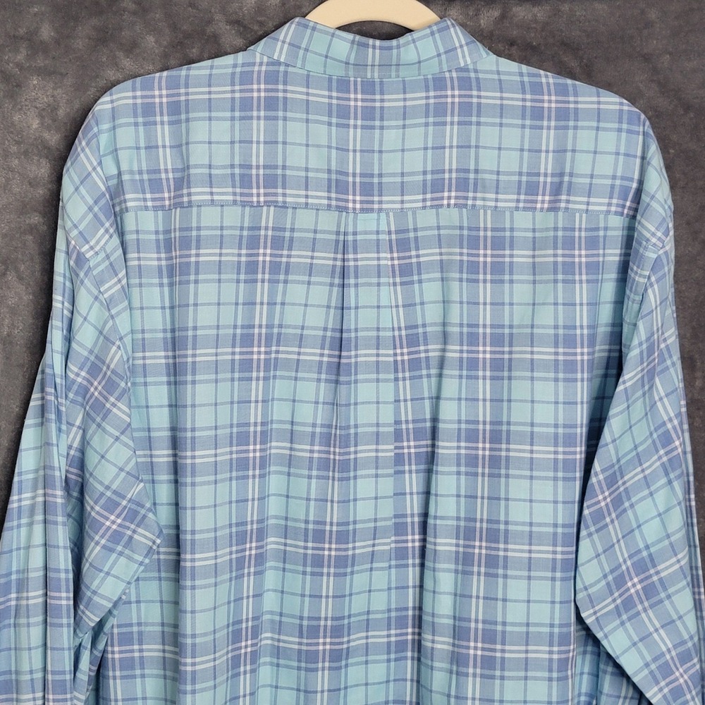 Peter Millar Mens XXL Blue Plaid Island Shirt Long Sleeve Cotton Button Down - Picture 5 of 12